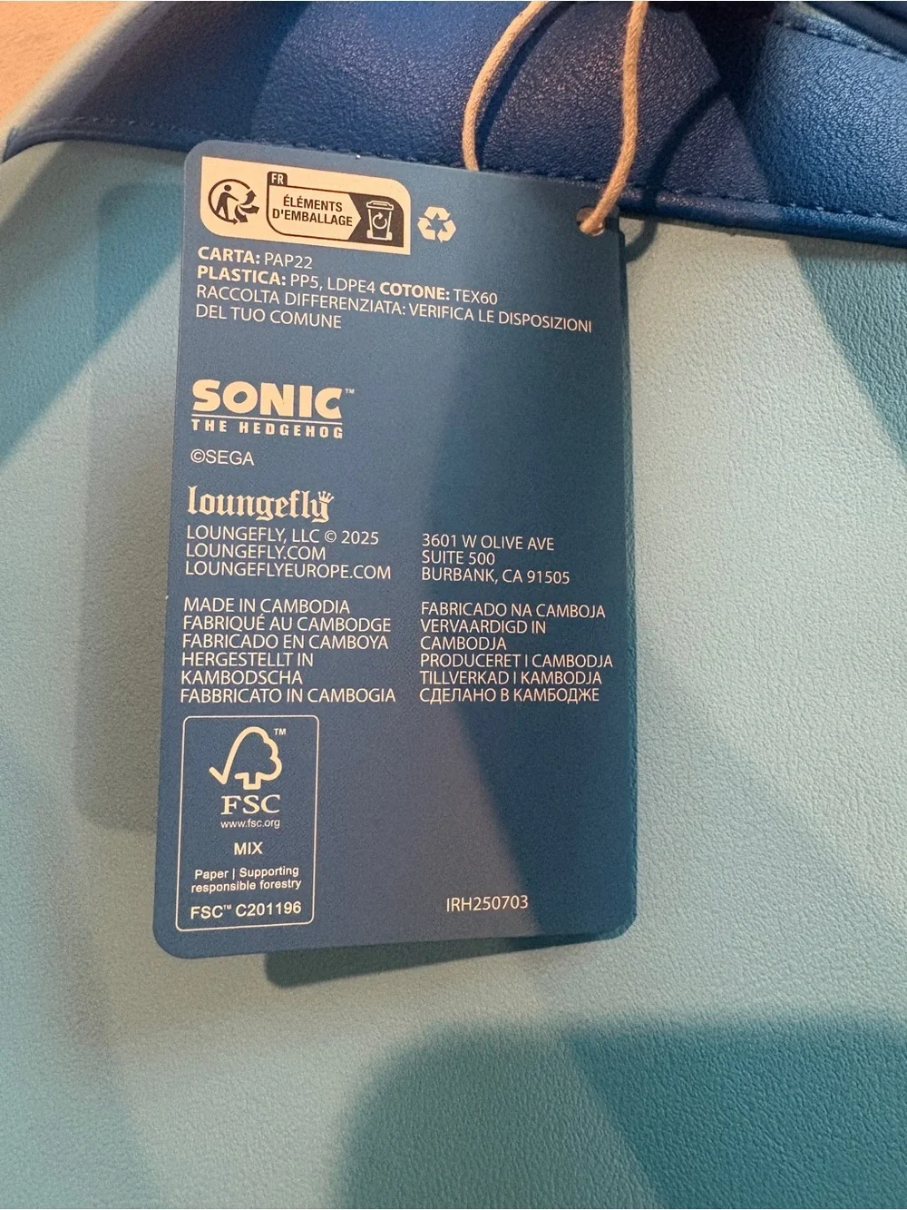 Sonic the Hedgehog Blue Character Mini Backpack by Loungefly